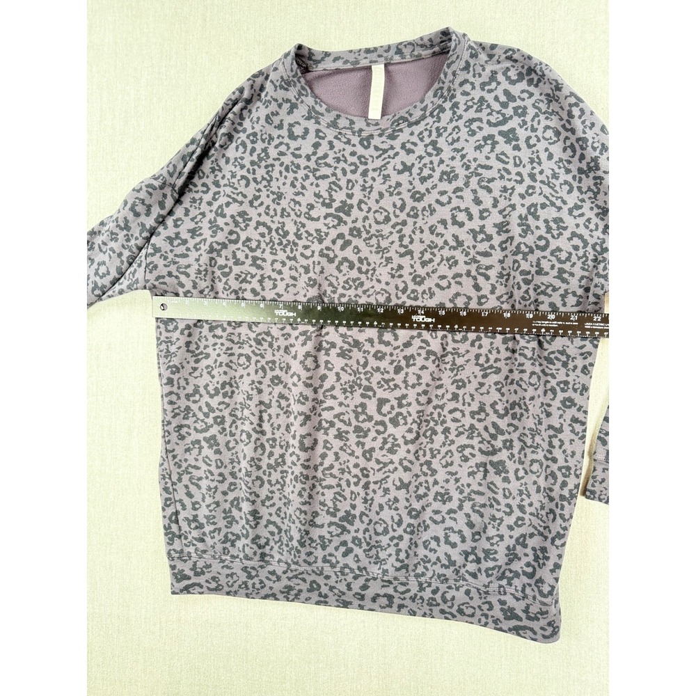 Athleta Coaster Luxe Sweatshirt Purple Leopard Print Crewneck Pullover Medium - Picture 3 of 8